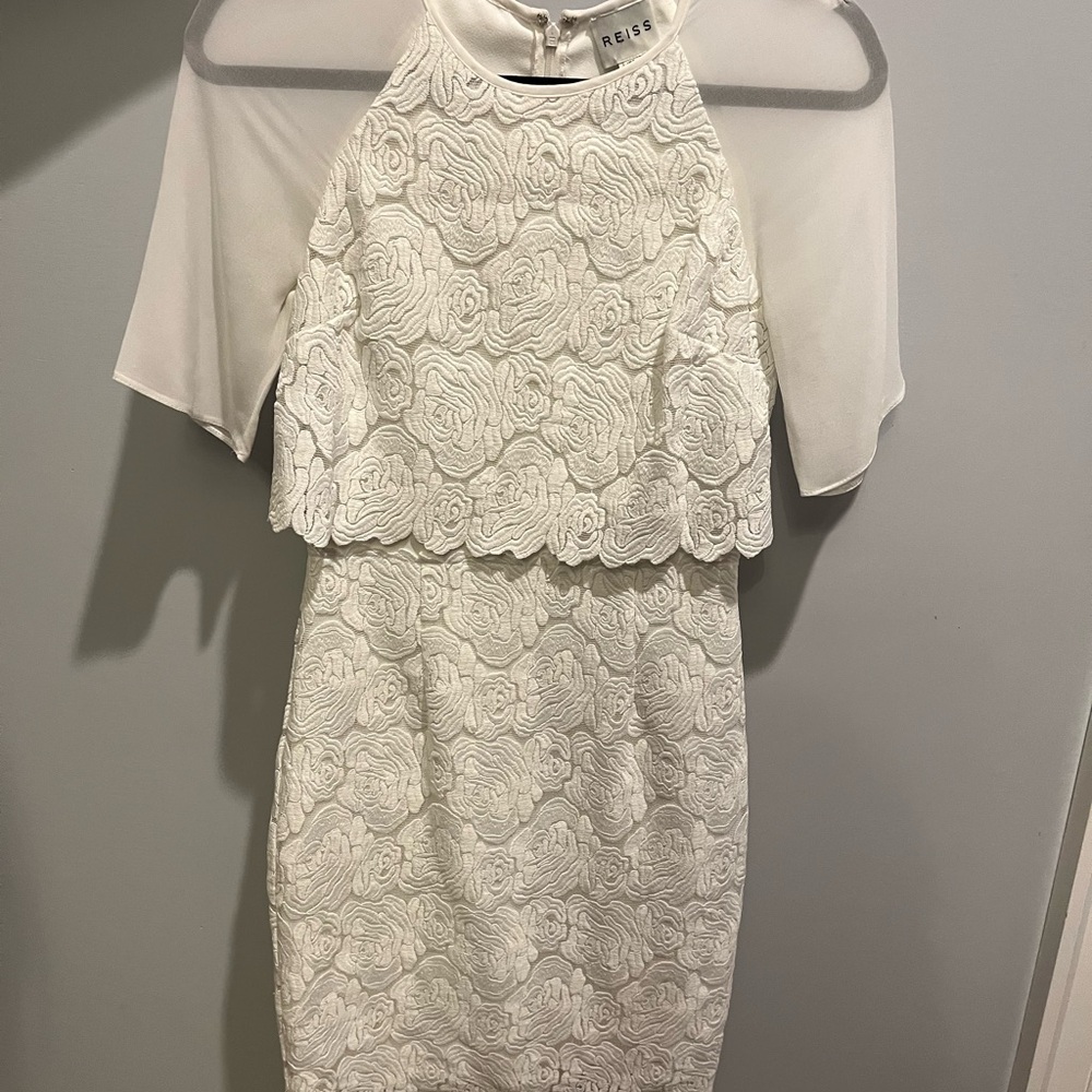 Reiss White Lace Rose Dress
